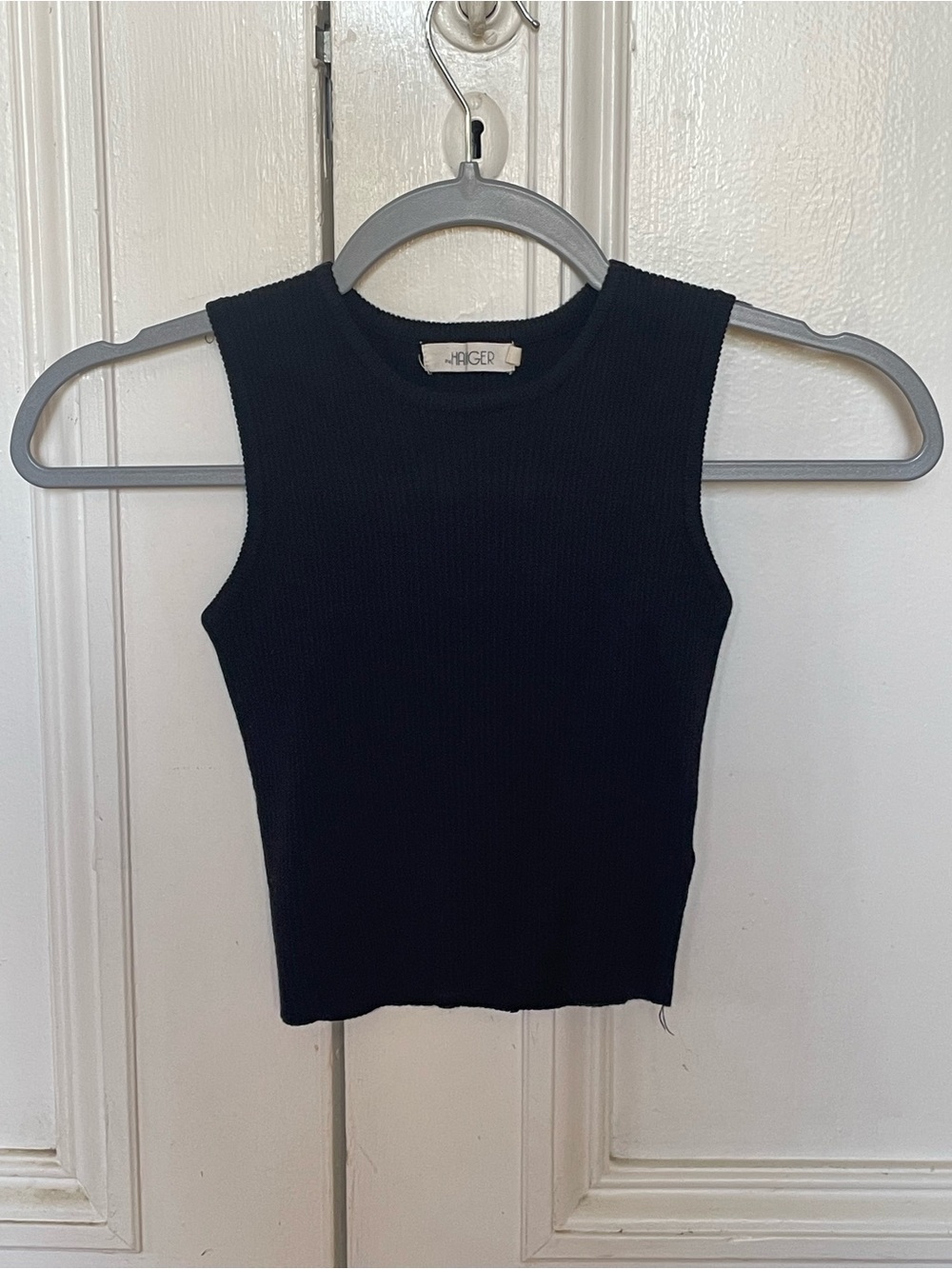 The Hanger Black Ribbed Sleeveless Crop Tank